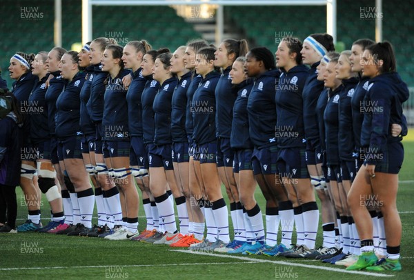 171119 - Scotland Women v Wales Women -  Scotland line up for the national anthem