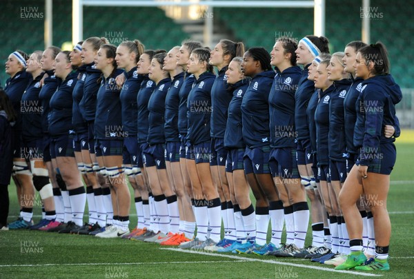 171119 - Scotland Women v Wales Women -  Scotland line up for the national anthem