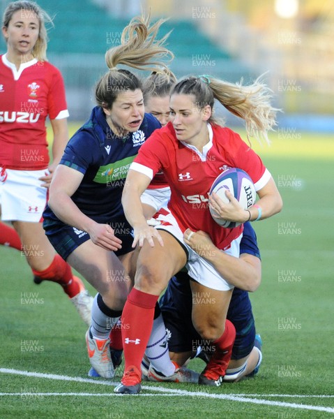 171119 - Scotland Women v Wales Women -  Kerin Lake of Wales is tackled by Lisa Martin