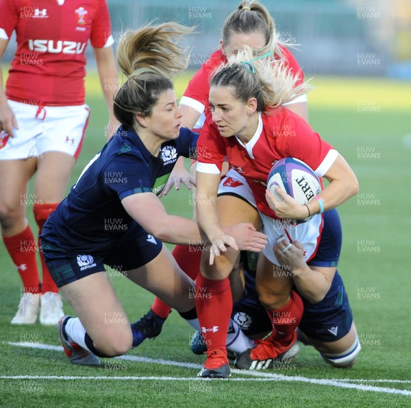 171119 - Scotland Women v Wales Women -  Kerin Lake of Wales is tackled by Lisa Martin