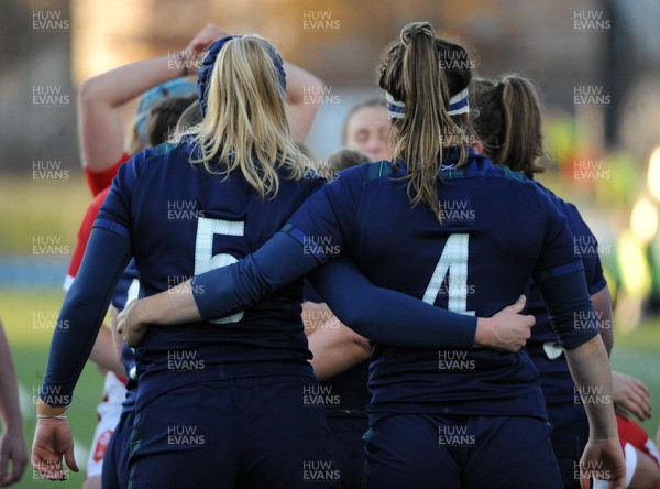 171119 - Scotland Women v Wales Women -  Sarah Bonar  and Emma Wassell of Scotland prepare to pack down at a scrum