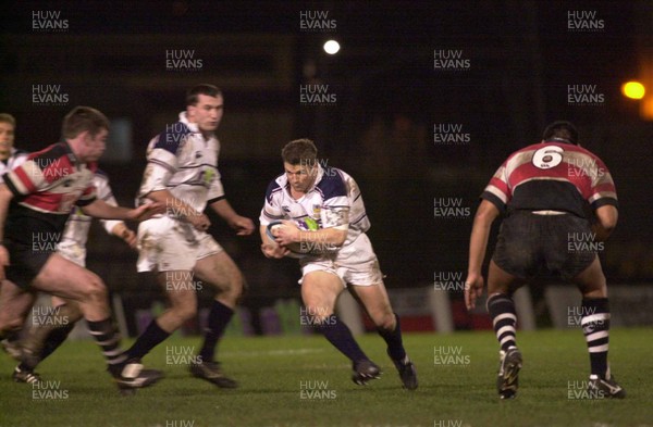 6-12-00. Swansea v Pontypridd. Swansea's Scott Gibbs attacks the Ponty Defence.  