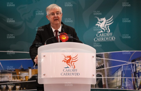070521 - Picture shows First Minister Mark Drakeford after winning Cardiff West during the Senedd elections in the House of Sport, Cardiff