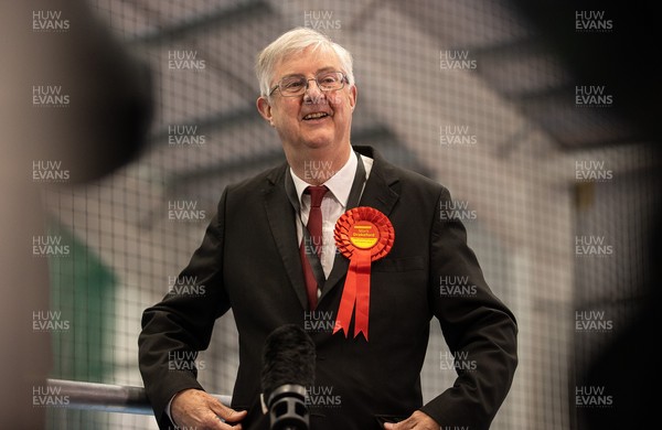 070521 - Picture shows First Minister Mark Drakeford after winning Cardiff West during the Senedd elections in the House of Sport, Cardiff