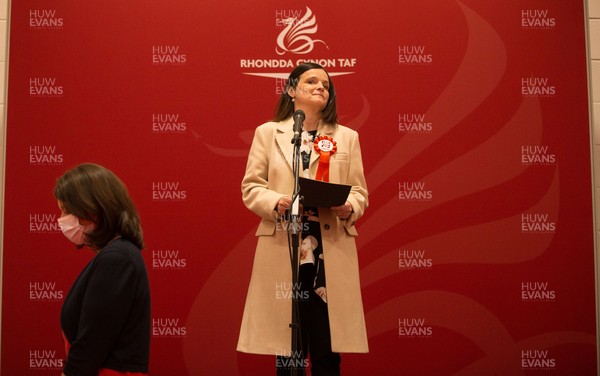 070521 - Welsh Senedd Elections - Labour's Elizabeth Buffy Williams wins the Rhondda seat from former Plaid Cymru leader Leanne Wood, in the foreground, with 547% of the vote   