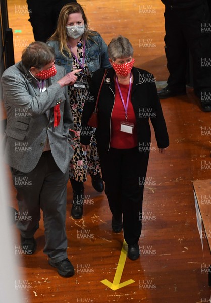 070521 - Senedd Election Count in Barry - Jane Hutt of the Welsh Labour Party arrives as constituency votes are counted at the Senedd election count at Memo Arts Centre in Barry