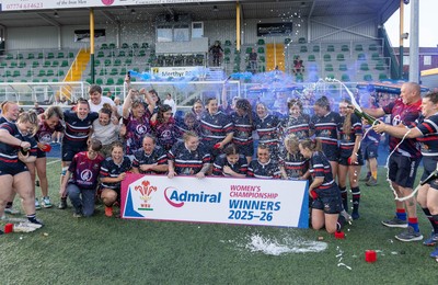 310526 - Senghenydd Sirens Admiral Womens Championship Presentation - Senghenydd Sirens celebrate after winning the Admiral Women's National League Championship 