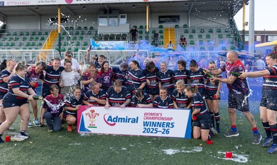 310526 - Senghenydd Sirens Admiral Womens Championship Presentation - Senghenydd Sirens celebrate after winning the Admiral Women's National League Championship 