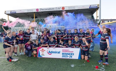 310526 - Senghenydd Sirens Admiral Womens Championship Presentation - Senghenydd Sirens celebrate after winning the Admiral Women's National League Championship 