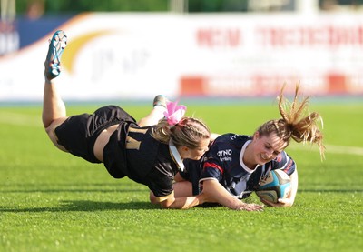 310526 - Senghenydd Sirens v Combined Llantwit Fardre ,Gwernyfed and Porthcawl team, Worthington Mid District Womens Championship Presidents Cup Final - Kacey Morkot of Senghenydd Sirens scores try
