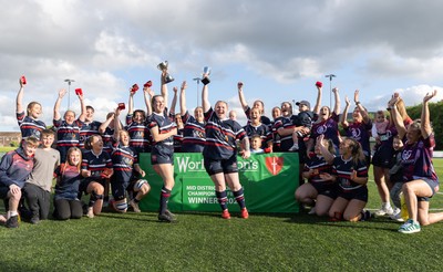 310526 - Senghenydd Sirens v Combined Llantwit Fardre ,Gwernyfed and Porthcawl team, Worthington Mid District Womens Championship Presidents Cup Final - Senghenydd Sirens celebrate winning the title and Presidents Cup