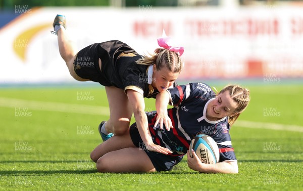 310526 - Senghenydd Sirens v Combined Llantwit Fardre ,Gwernyfed and Porthcawl team, Worthington Mid District Womens Championship Presidents Cup Final - Kacey Morkot of Senghenydd Sirens scores try