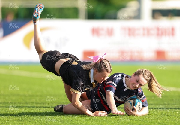310526 - Senghenydd Sirens v Combined Llantwit Fardre ,Gwernyfed and Porthcawl team, Worthington Mid District Womens Championship Presidents Cup Final - Kacey Morkot of Senghenydd Sirens scores try