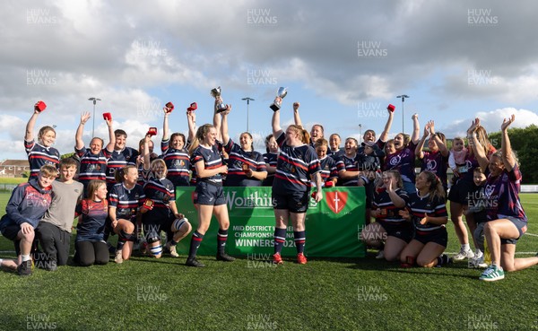 310526 - Senghenydd Sirens v Combined Llantwit Fardre ,Gwernyfed and Porthcawl team, Worthington Mid District Womens Championship Presidents Cup Final - Senghenydd Sirens celebrate winning the title and Presidents Cup