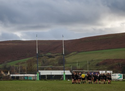 301125 - Senghenydd Sirens v West Swansea Hawks, Womens’ National League - The teams warm up at the start of the match