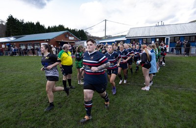 301125 - Senghenydd Sirens v West Swansea Hawks, Womens’ National League - The teams run out at the start of the match
