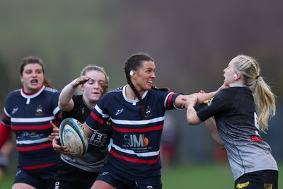 301125 - Senghenydd Sirens v West Swansea Hawks, Womens’ National League - Kayley Smith of Senghenydd Sirens takes on Sue Jones of West Swansea Hawks