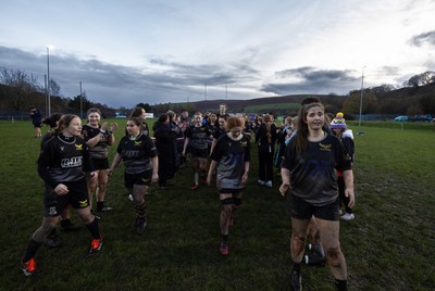 301125 - Senghenydd Sirens v West Swansea Hawks, Womens’ National League - The teams congratulate each other at the end of the match
