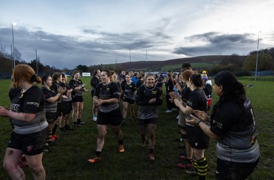 301125 - Senghenydd Sirens v West Swansea Hawks, Womens’ National League - The teams congratulate each other at the end of the match