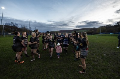 301125 - Senghenydd Sirens v West Swansea Hawks, Womens’ National League - The teams congratulate each other at the end of the match