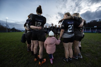 301125 - Senghenydd Sirens v West Swansea Hawks, Womens’ National League - West Swansea Hawks huddle up at the end of the match