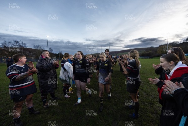 301125 - Senghenydd Sirens v West Swansea Hawks, Womens’ National League - The teams congratulate each other at the end of the match