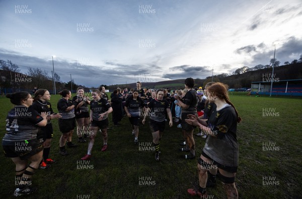 301125 - Senghenydd Sirens v West Swansea Hawks, Womens’ National League - The teams congratulate each other at the end of the match