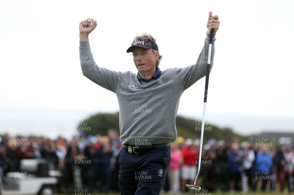 300717 - The Senior Open - Royal Porthcawl, Wales - Bernhard Langer celebrates winning the Senior Open