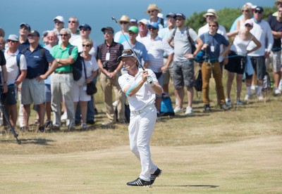 250714 -  The Senior Open Championship, Royal Porthcawl Golf Club, Wales - Bernhard Langer drives up the fairway on the 13th during the second round of matches