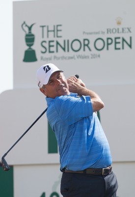 250714 -  The Senior Open Championship, Royal Porthcawl Golf Club, Wales - Fred Couples of the USA tees off on the 10th