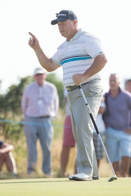 250714 -  The Senior Open Championship, Royal Porthcawl Golf Club, Wales - Ian Woosnam of Wales putts on the 13th green