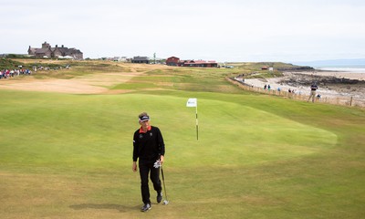 270714 -  The Senior Open Championship, Royal Porthcawl Golf Club, Wales - Bernhard Langer on the second green during the final round of the Senior Open at Royal Porthcawl Golf Club