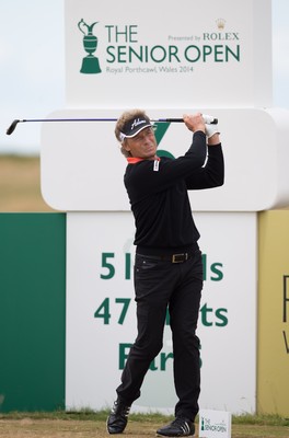 270714 -  The Senior Open Championship, Royal Porthcawl Golf Club, Wales - Bernhard Langer tees off on the 6th during the final round of the Senior Open at Royal Porthcawl Golf Club