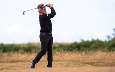 270714 -  The Senior Open Championship, Royal Porthcawl Golf Club, Wales - Bernhard Langer plays up the 7th during the final round of the Senior Open at Royal Porthcawl Golf Club