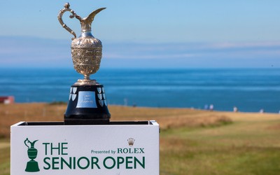 220714 -  The Senior Open Pro Am Competition, Royal Porthcawl Golf Club, Wales - The Senior Open Golf Trophy at Royal Porthcawl Golf Club 