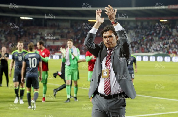 110617 Serbia v Wales Chris Coleman salutes the travelling fans