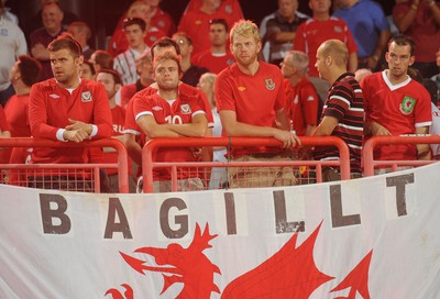 110912 - Serbia v Wales - 2014 World Cup Qualifier -Wales fans look dejected