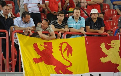 110912 - Serbia v Wales - 2014 World Cup Qualifier -Wales fans look dejected