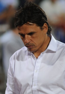 110912 - Serbia v Wales - 2014 World Cup Qualifier -Wales manager Chris Coleman looks dejected