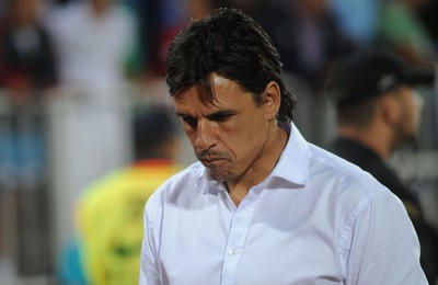110912 - Serbia v Wales - 2014 World Cup Qualifier -Wales manager Chris Coleman looks dejected