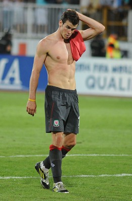 110912 - Serbia v Wales - 2014 World Cup Qualifier -Gareth Bale of Wales looks dejected at the end of the game