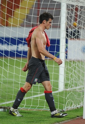 110912 - Serbia v Wales - 2014 World Cup Qualifier -Gareth Bale of Wales looks dejected at the end of the game