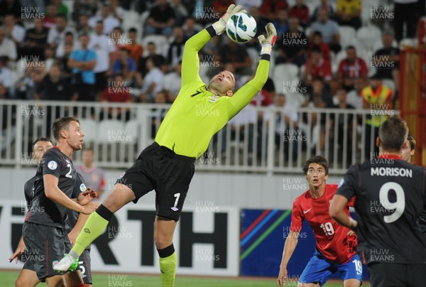 110912 - Serbia v Wales - 2014 World Cup Qualifier -Glyn MYHILL of Wales tries to gather the ball
