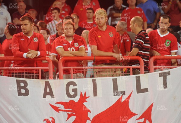 110912 - Serbia v Wales - 2014 World Cup Qualifier -Wales fans look dejected
