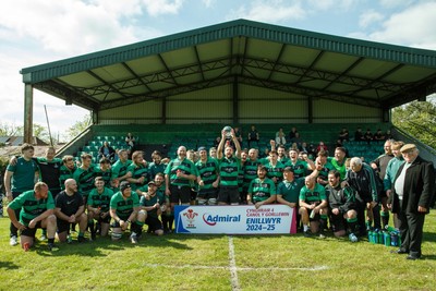 260425 - Seven Sisters v Crynant - Admiral National League 4 West Central - Seven Sisters captain Kyle Davies celebrates winning the league with his team