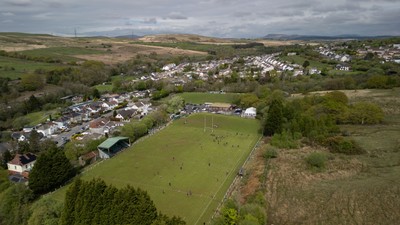 260425 - Seven Sisters v Crynant - Admiral National League 4 West Central - Aerial view of the Seven Sisters ground, Maes Dafydd