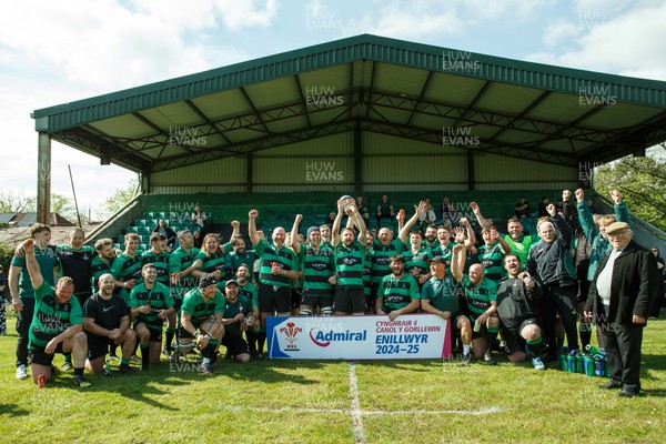 260425 - Seven Sisters v Crynant - Admiral National League 4 West Central - Seven Sisters captain Kyle Davies celebrates winning the league with his team