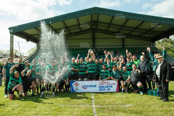 260425 - Seven Sisters v Crynant - Admiral National League 4 West Central - Seven Sisters captain Kyle Davies celebrates winning the league with his team