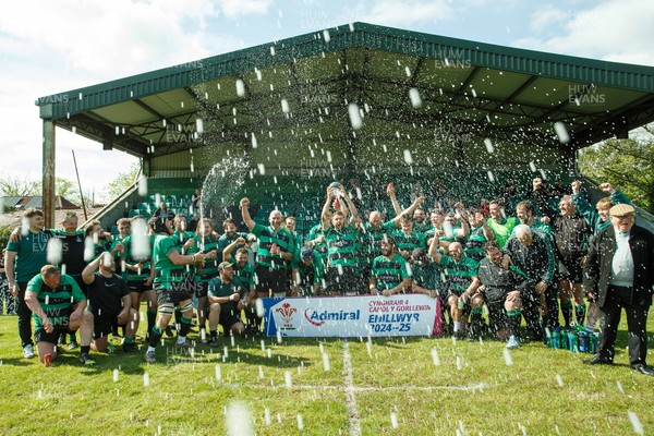 260425 - Seven Sisters v Crynant - Admiral National League 4 West Central - Seven Sisters captain Kyle Davies celebrates winning the league with his team