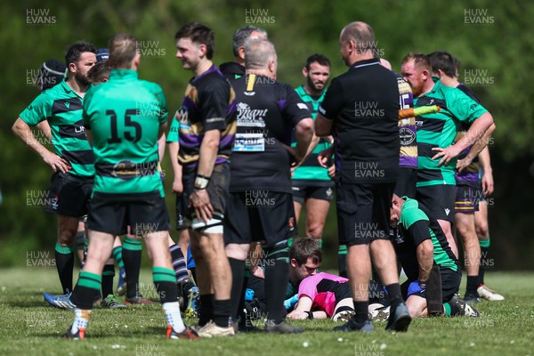 260425 - Seven Sisters v Crynant - Admiral National League 4 West Central - The referee receives treatment after getting injured